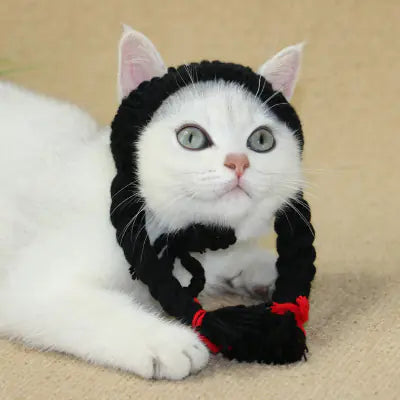 Cat Hat with Braids and Head Accessories