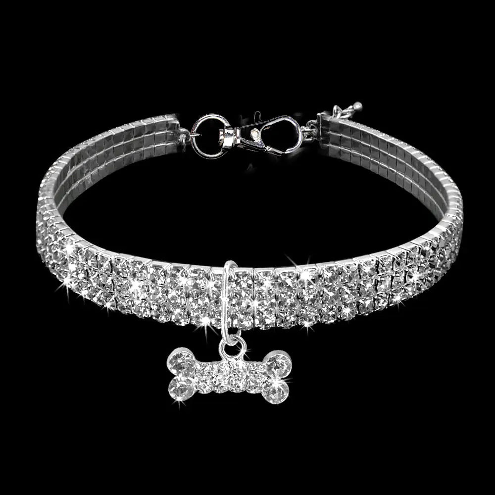 Dog Necklace and Pet Accessories with Diamond Collar