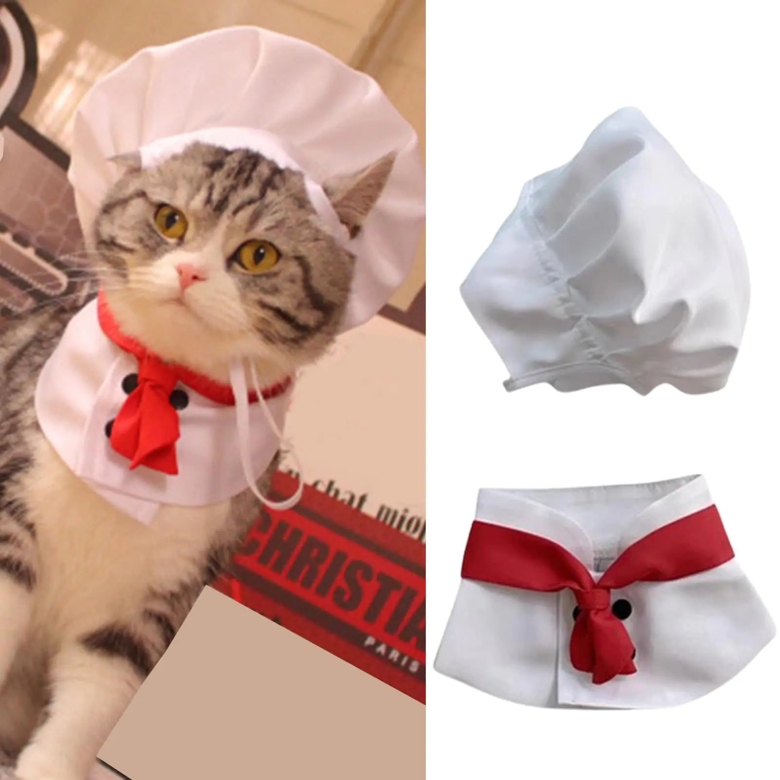 1 Set White Small Dogs Hat Photography Prop Funny Chef Style Pet Headwear Pet Accessories Dog Hats Dog Apparel and Accessories