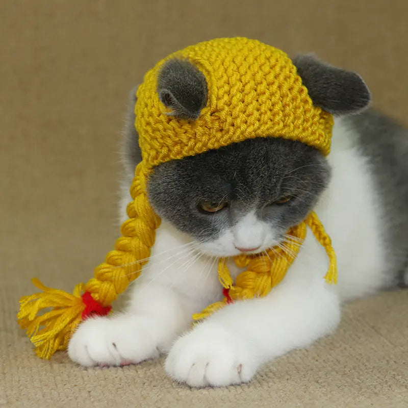 Cat Hat with Braids and Head Accessories